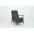 Pemberly Row Leather Push Thru The Arms Recliner in Santa Fe Ocean