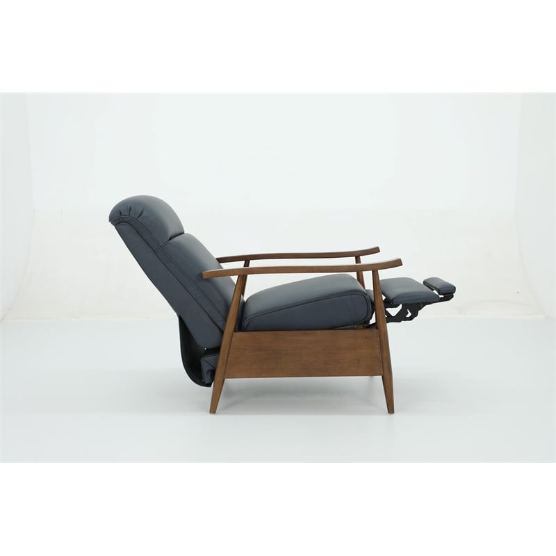 Pemberly Row Leather Push Thru The Arms Recliner in Santa Fe Ocean