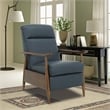 Pemberly Row Leather Push Thru The Arms Recliner in Santa Fe Ocean