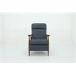 Pemberly Row Leather Push Thru The Arms Recliner in Santa Fe Ocean