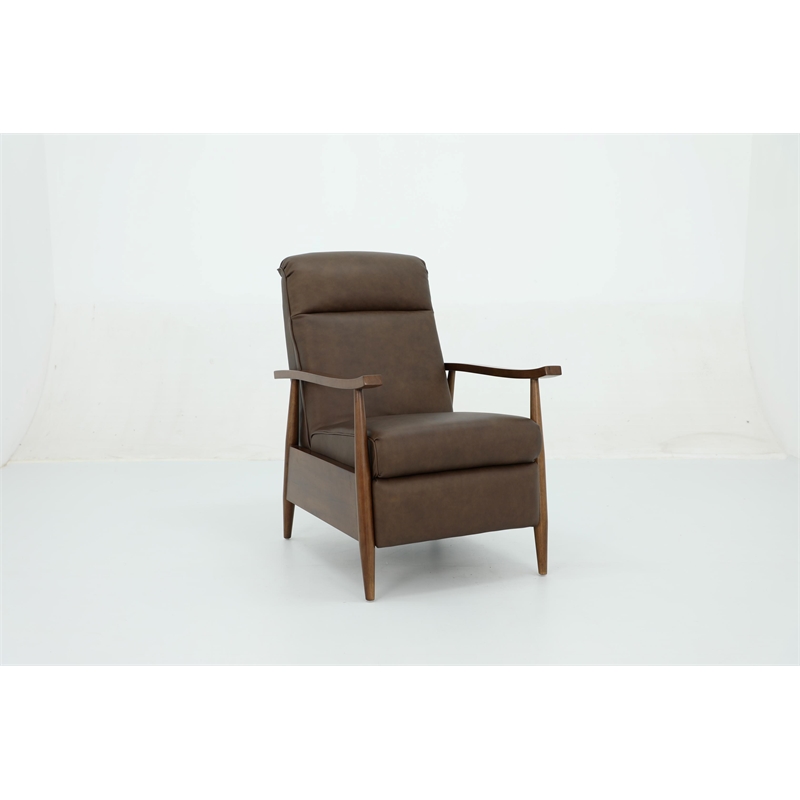 Pemberly Row Leather Push Thru The Arms Recliner in Oasis Walnut