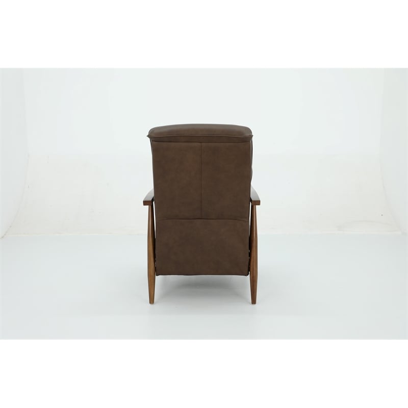 Pemberly Row Leather Push Thru The Arms Recliner in Oasis Walnut