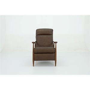 Pemberly Row Leather Push Thru The Arms Recliner in Oasis Walnut