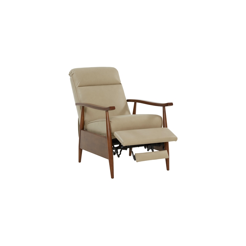 Pemberly Row Leather Push Thru The Arms Recliner in Shoreham Cream