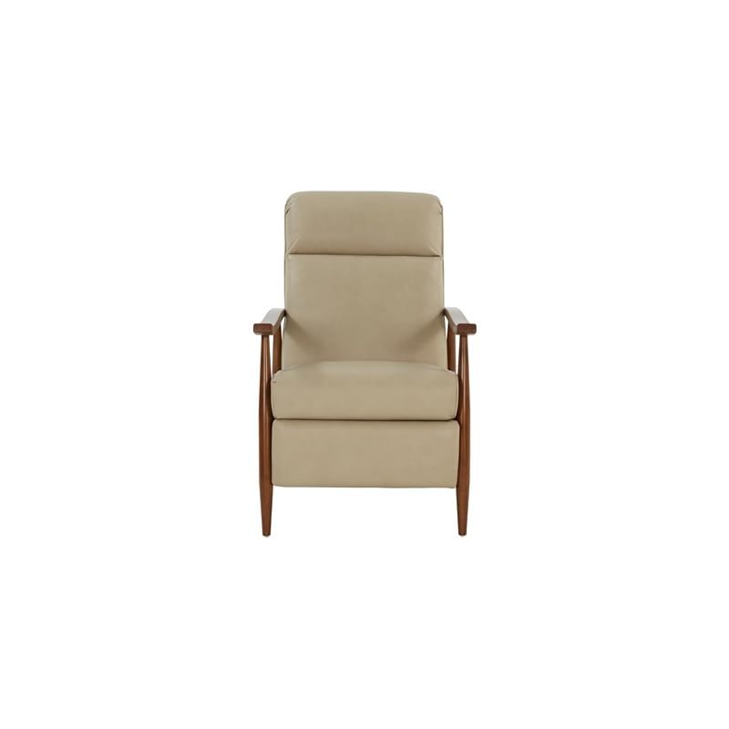 Pemberly Row Leather Push Thru The Arms Recliner in Shoreham Cream