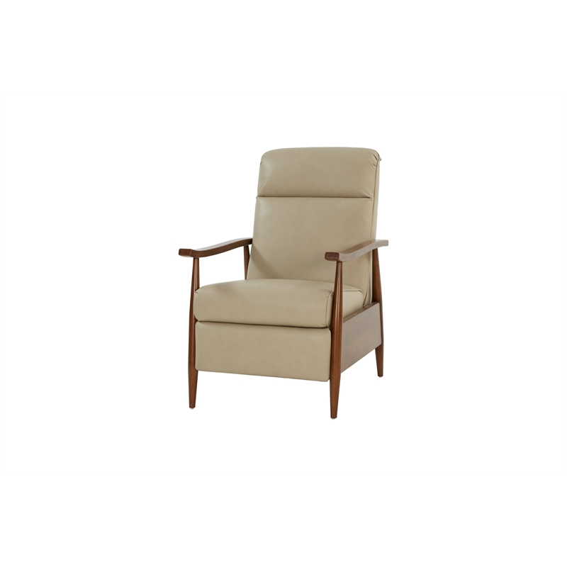 Pemberly Row Leather Push Thru The Arms Recliner in Shoreham Cream