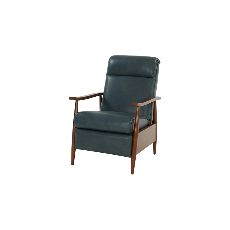 Pemberly Row Leather Push Thru The Arms Recliner in Roma Bluegray