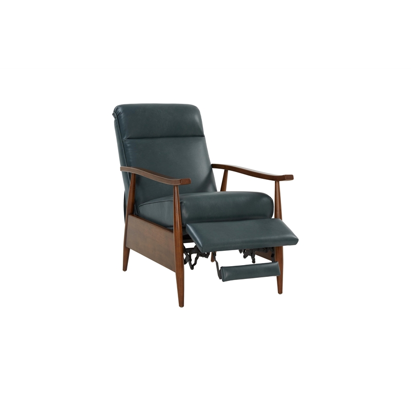 Pemberly Row Leather Push Thru The Arms Recliner in Roma Bluegray