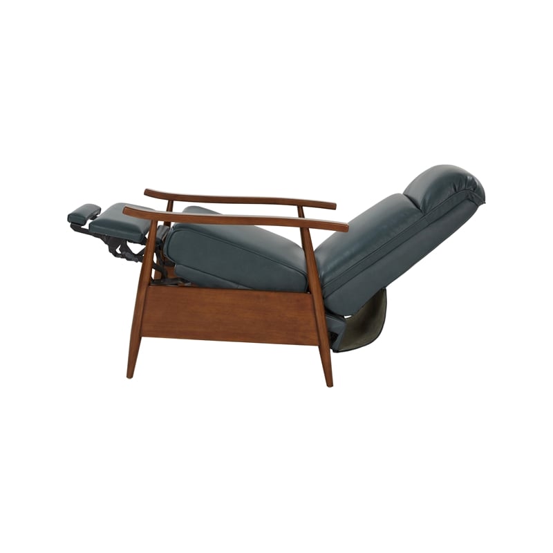 Pemberly Row Leather Push Thru The Arms Recliner in Roma Bluegray