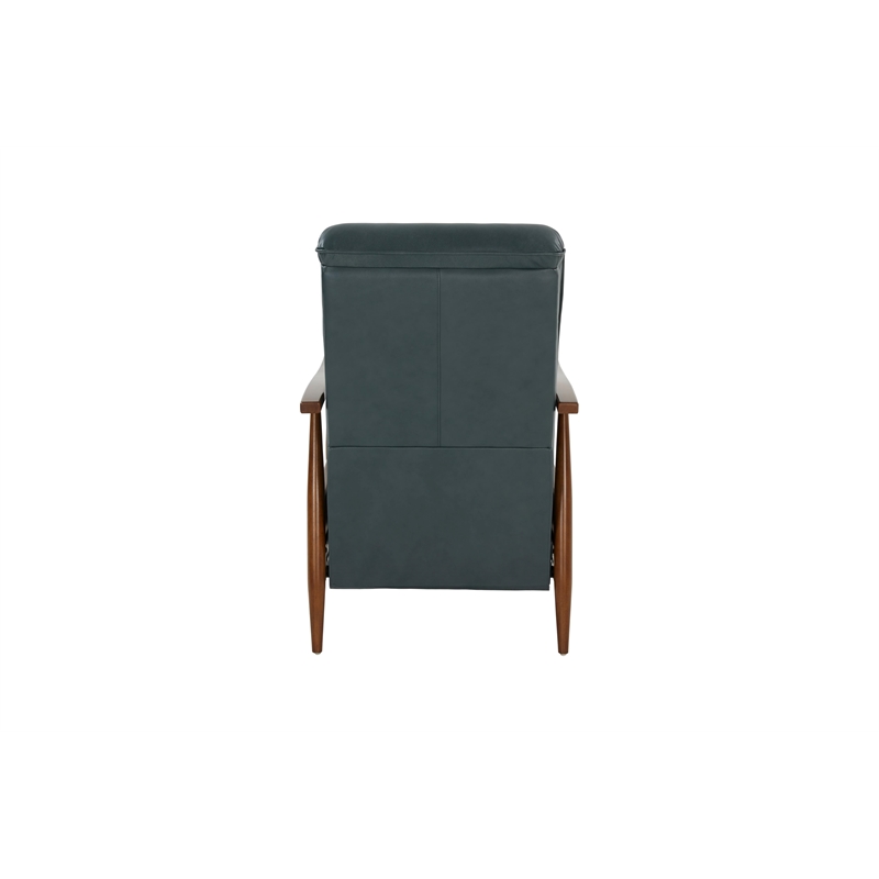 Pemberly Row Leather Push Thru The Arms Recliner in Roma Bluegray