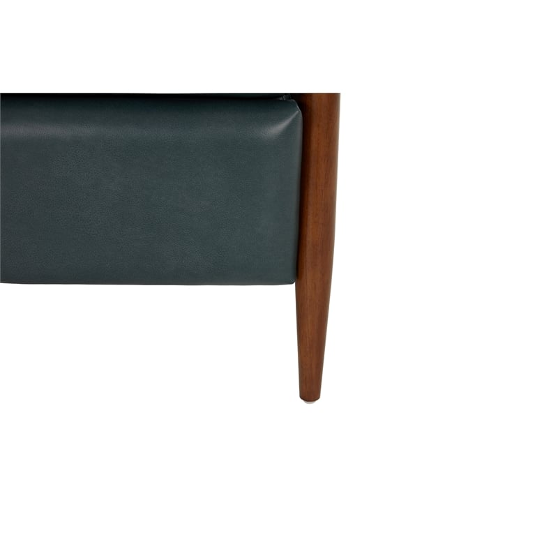 Pemberly Row Leather Push Thru The Arms Recliner in Roma Bluegray