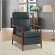 Pemberly Row Leather Push Thru The Arms Recliner in Roma Bluegray