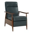 Pemberly Row Leather Push Thru The Arms Recliner in Roma Bluegray