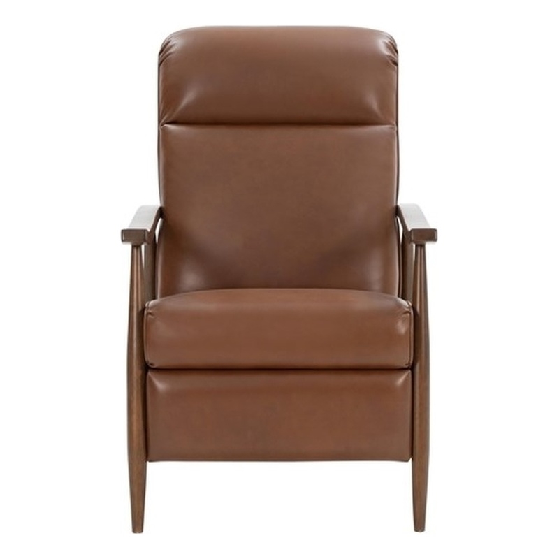 Pemberly Row Leather Push Thru The Arms Recliner in Colchester Bitters