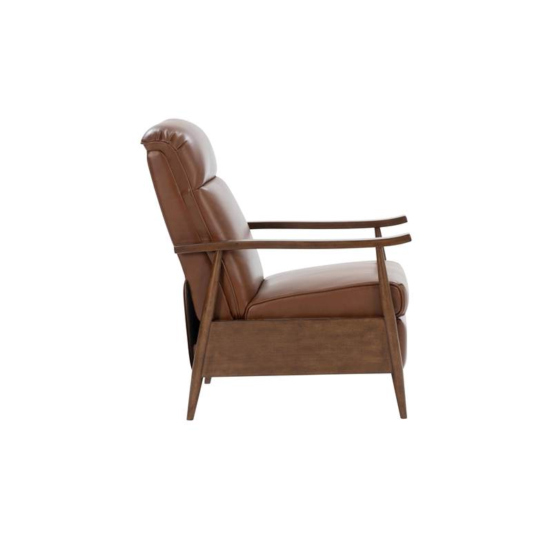 Pemberly Row Leather Push Thru The Arms Recliner in Colchester Bitters