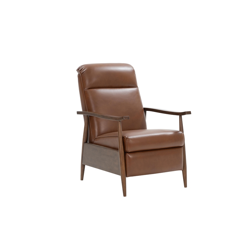 Pemberly Row Leather Push Thru The Arms Recliner in Colchester Bitters