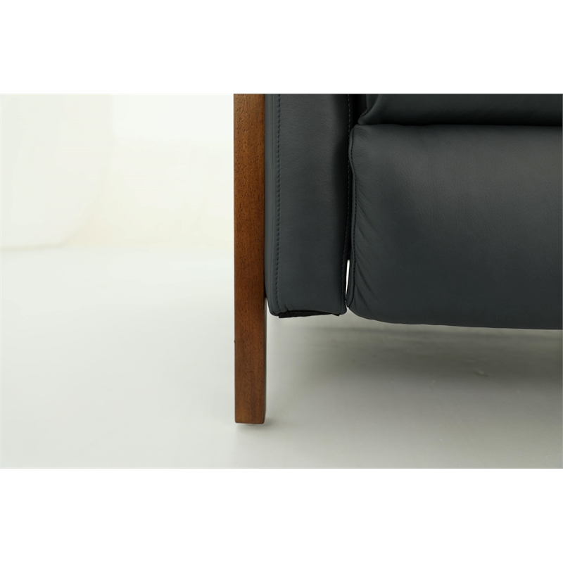 Pemberly Row Leather Push Thru The Arms Recliner in Santa Fe Ocean