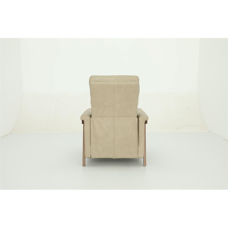 Pemberly Row Leather Push Thru The Arms Recliner in Cashmere Stone