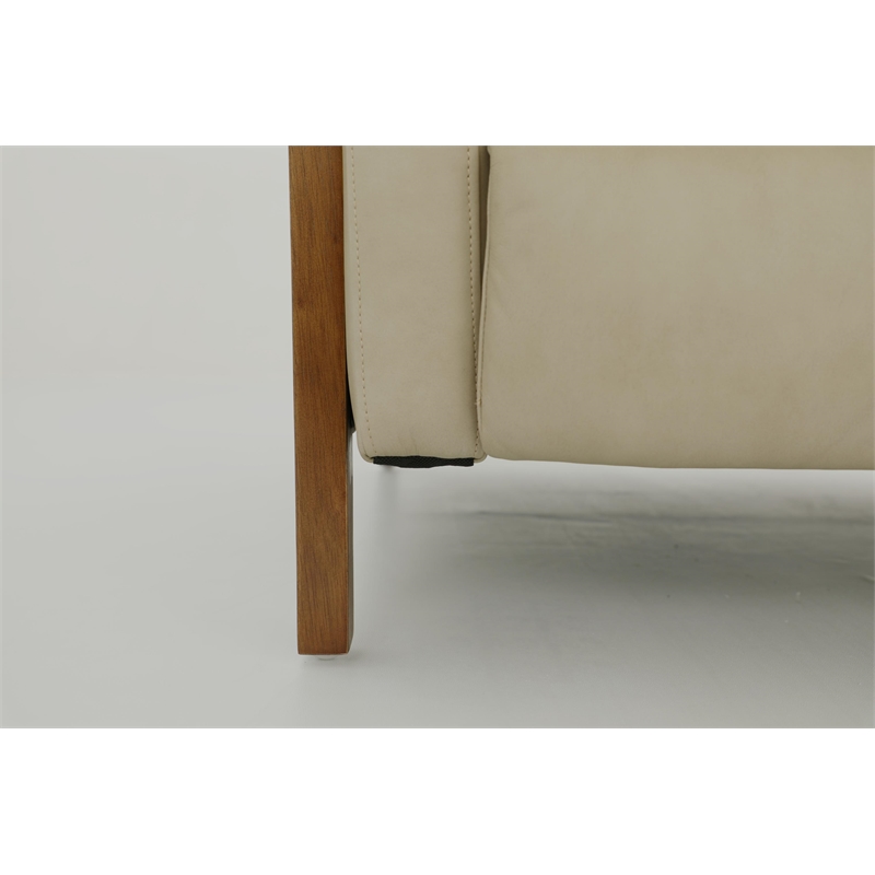 Pemberly Row Leather Push Thru The Arms Recliner in Cashmere Stone