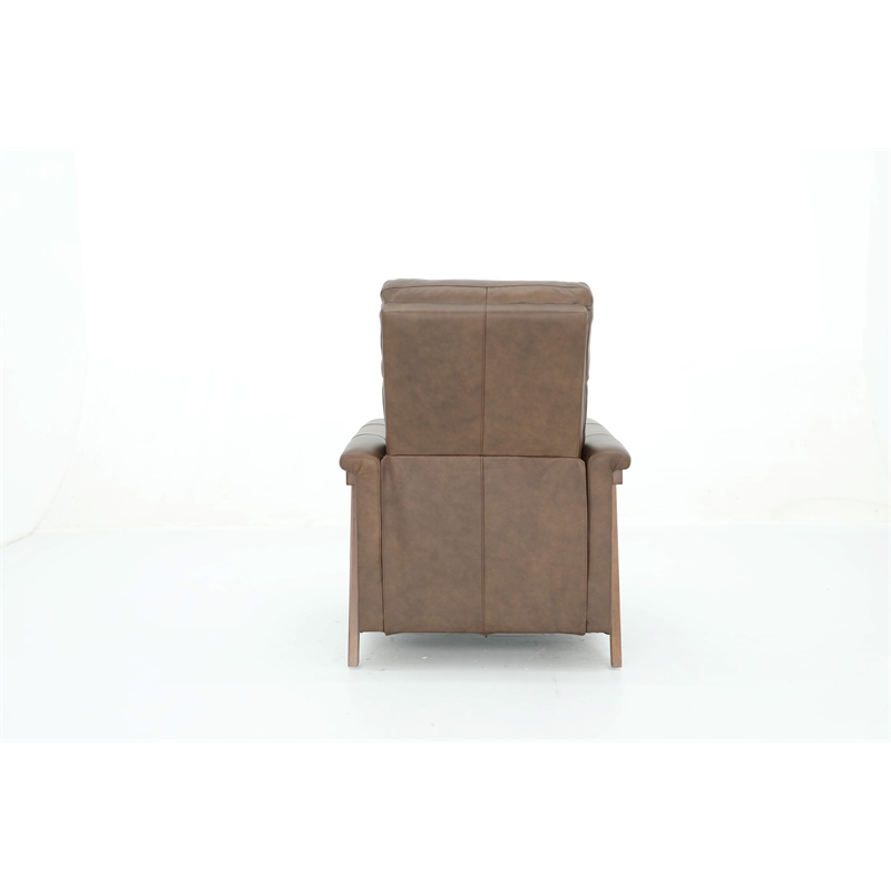 Pemberly Row Leather Push Thru The Arms Recliner in Oasis Walnut