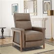 Pemberly Row Leather Push Thru The Arms Recliner in Oasis Walnut