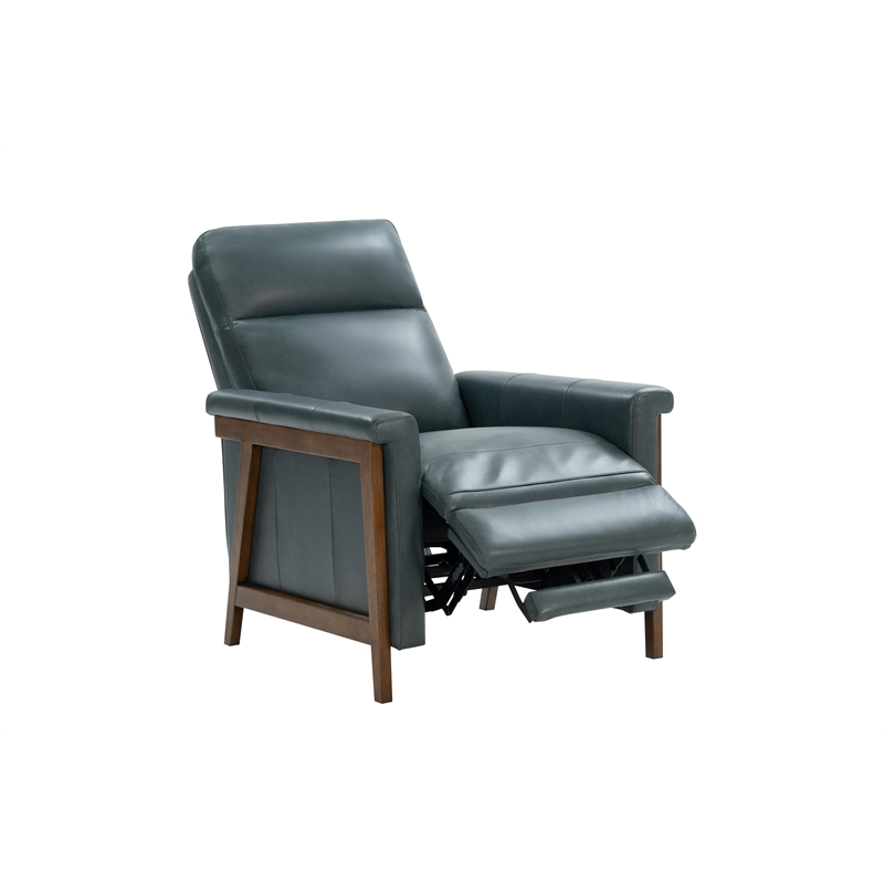 Pemberly Row Leather Push Thru The Arms Recliner in Roma Bluegray