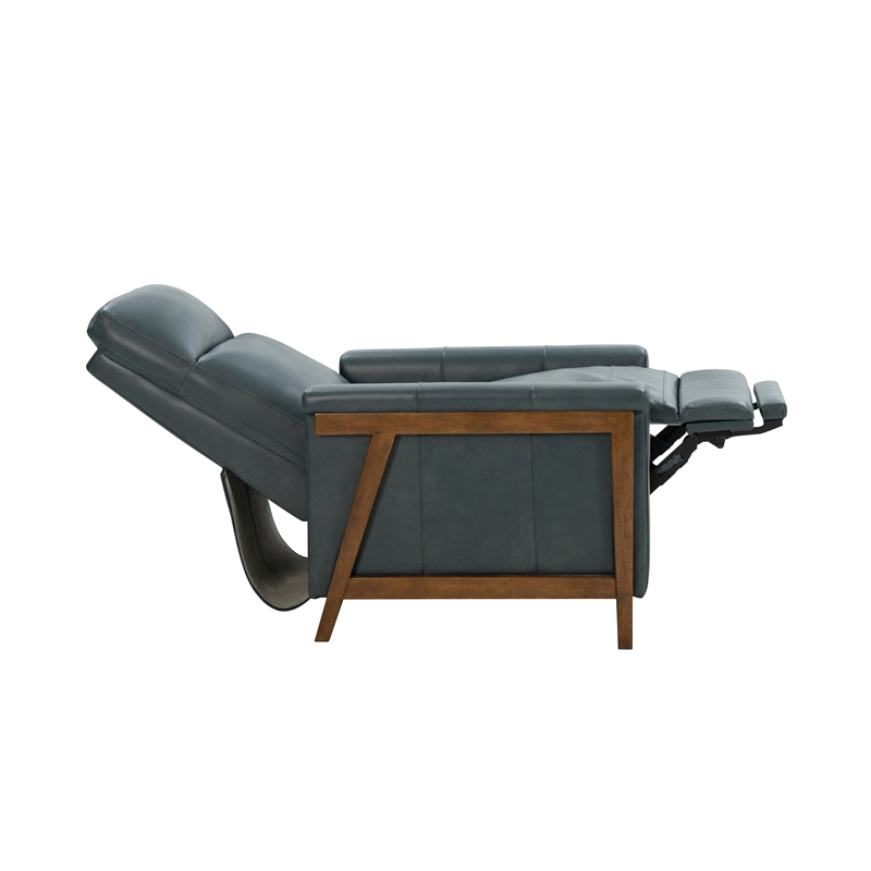 Pemberly Row Leather Push Thru The Arms Recliner in Roma Bluegray