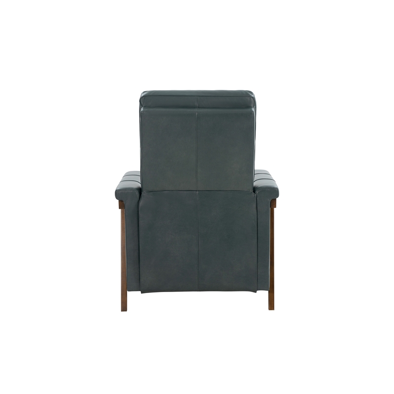 Pemberly Row Leather Push Thru The Arms Recliner in Roma Bluegray