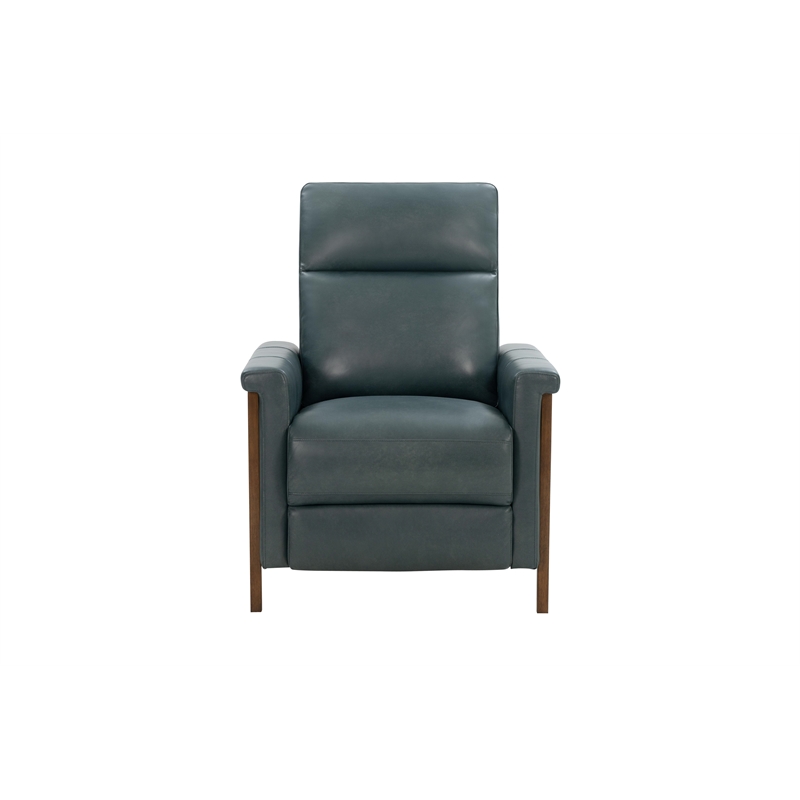 Pemberly Row Leather Push Thru The Arms Recliner in Roma Bluegray