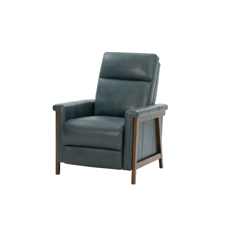 Pemberly Row Leather Push Thru The Arms Recliner in Roma Bluegray