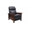 Pemberly Row Leather Push Thru The Arms Recliner in Shoreham Blue