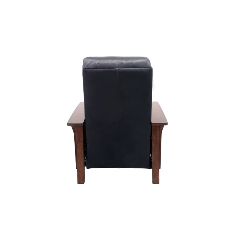 Pemberly Row Leather Push Thru The Arms Recliner in Shoreham Blue