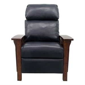 Pemberly Row Leather Push Thru The Arms Recliner in Shoreham Blue