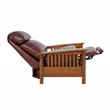 Pemberly Row Leather Push Thru The Arms Recliner in Marisol Cabernet