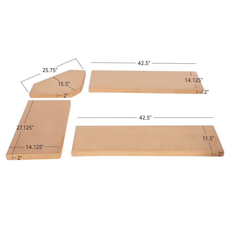 Pemberly Row Transitional Polyester Cushion Set for Nook in Beige