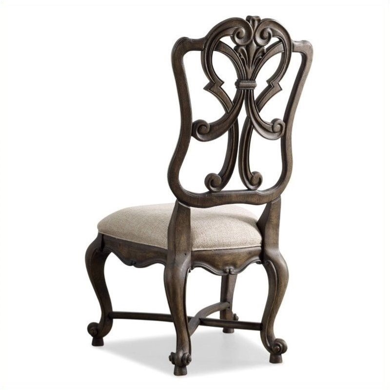 Pemberly Row Traditional Wood Rhapsody Back Dining Chair in Rustic Walnut