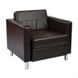 Pemberly Row Transitional Arm Chair In Espresso Faux Leather