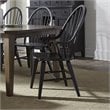 Pemberly Row Traditional Dark Brown Windsor Back Arm Chair - Black