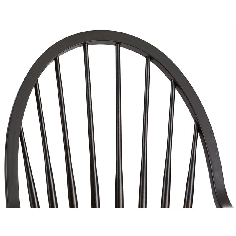 Pemberly Row Traditional Dark Brown Windsor Back Arm Chair - Black