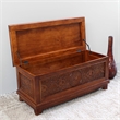 Pemberly Row Transitional Carved Storage Trunk Bench in Walnut