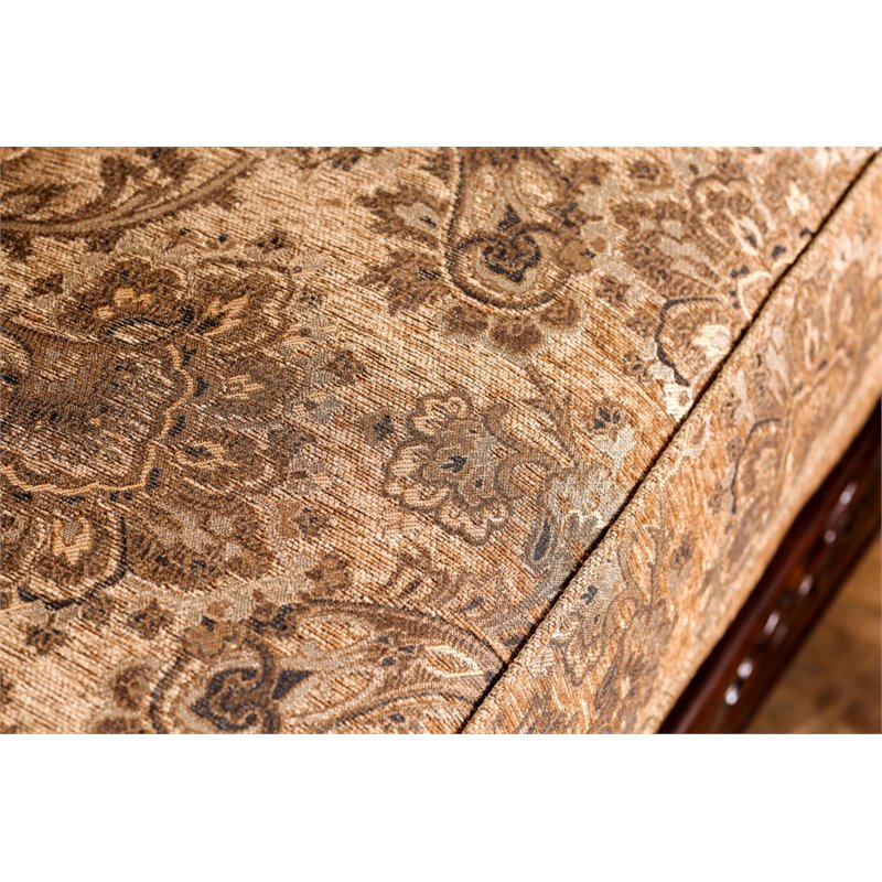 Pemberly Row Traditional Chenille Cushioned Loveseat in Tan Finish