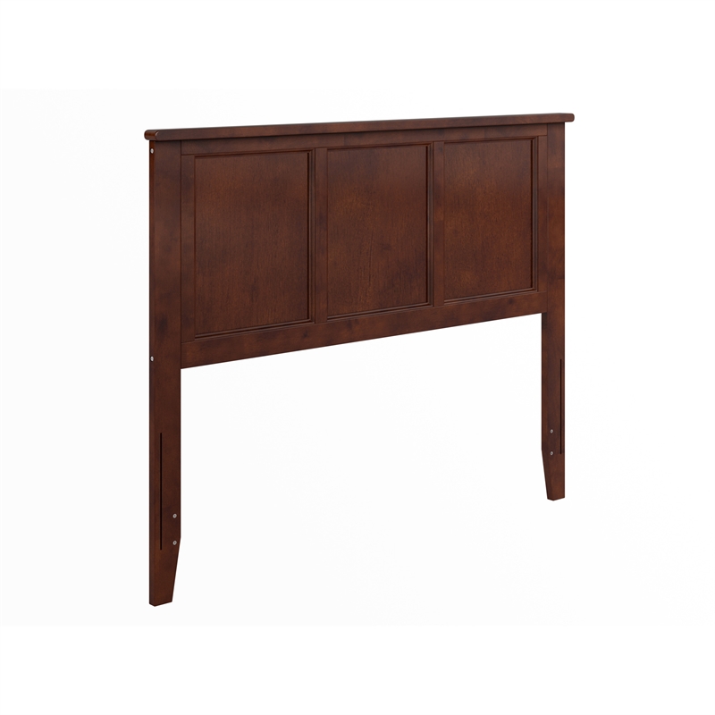 Pemberly Row Traditional Full Solid Wood Panel Headboard in Walnut
