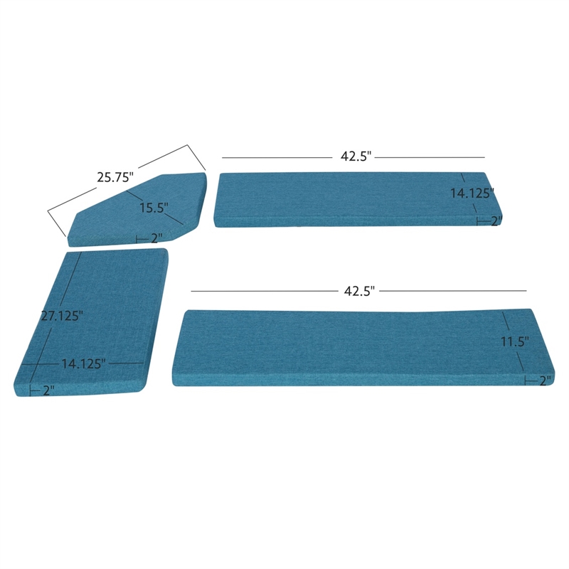 Pemberly Row Transitional Polyester Cushion Set for Nook in Blue