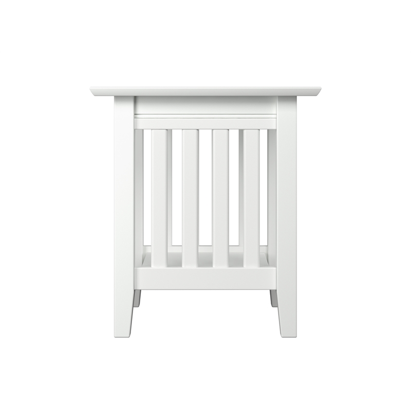 Pemberly Row Solid Wood Contemporary End Table in White Finish