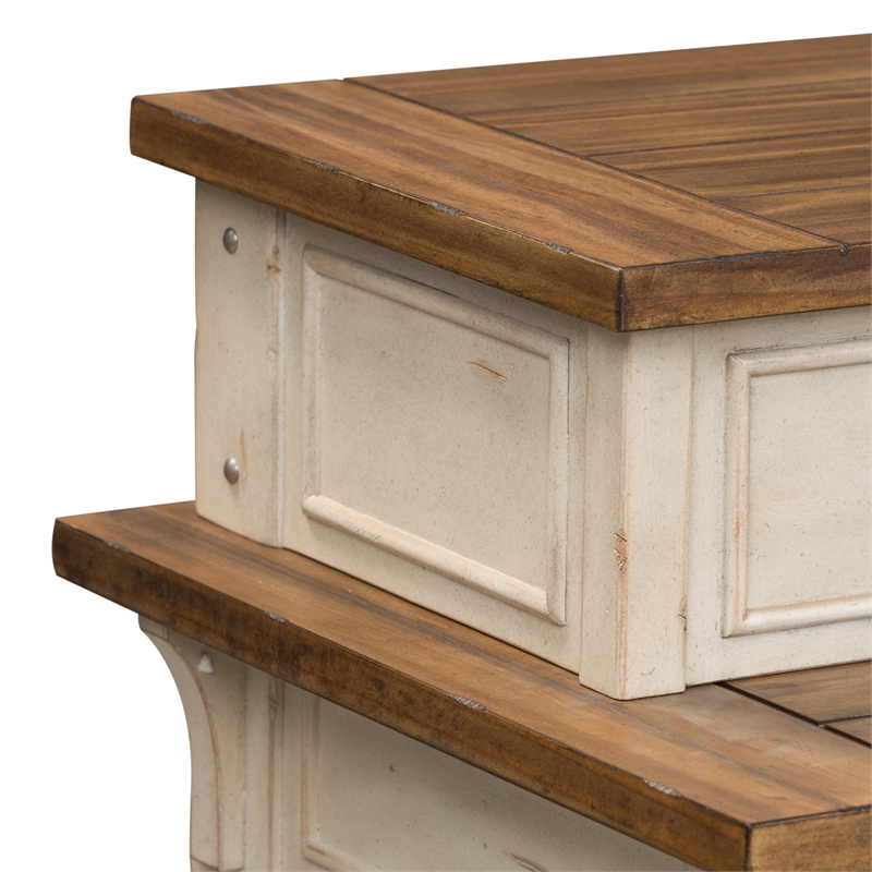 Pemberly Row Traditional Wood White and Brown Console Bar Table