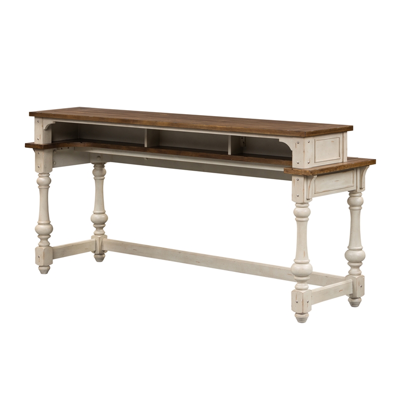 Pemberly Row Traditional Wood White and Brown Console Bar Table