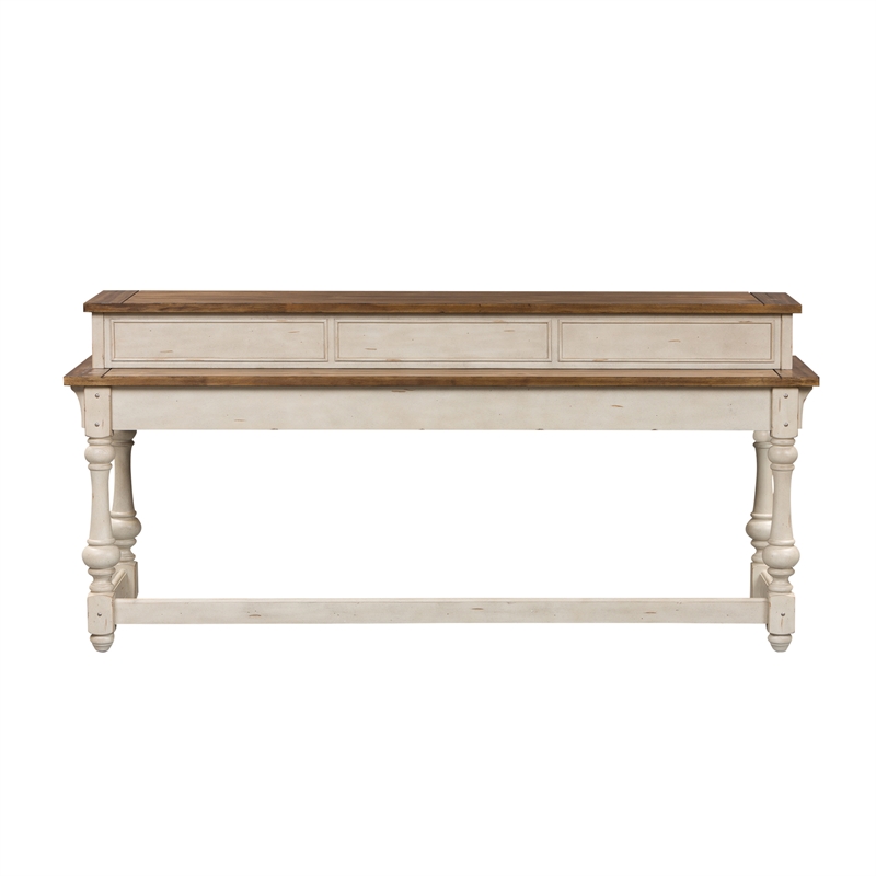 Pemberly Row Traditional Wood White and Brown Console Bar Table