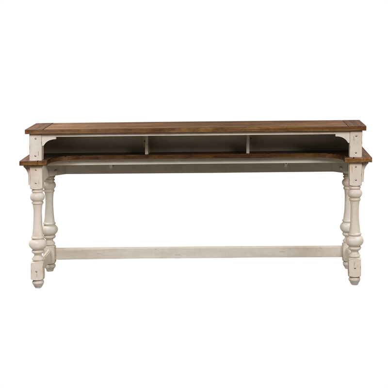 Pemberly Row Traditional Wood White and Brown Console Bar Table