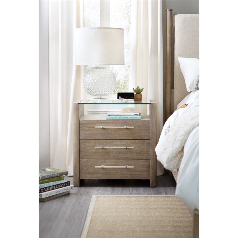 Pemberly Row Transitional Bedroom Wood Three-Drawer Nightstand