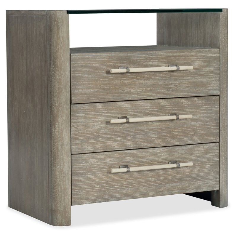 Pemberly Row Transitional Bedroom Wood Three-Drawer Nightstand